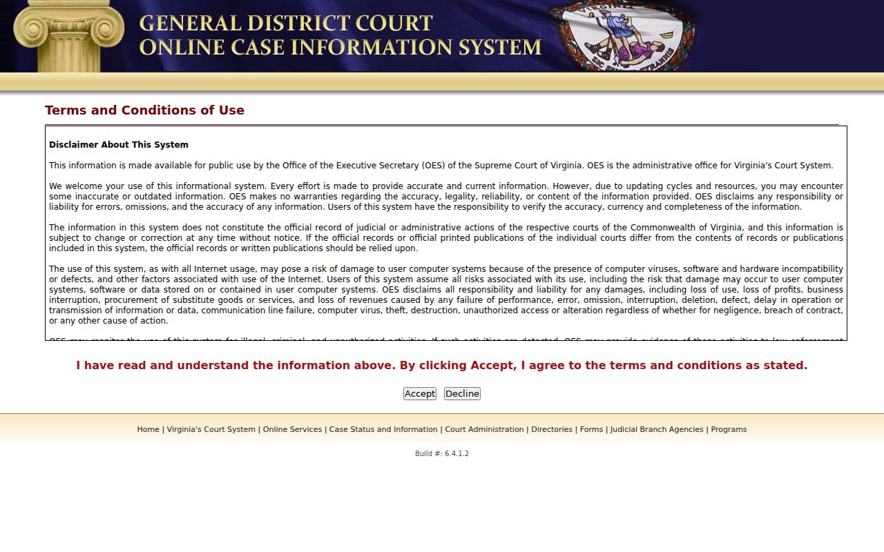 Chesterfield County traffic warrant reference to the Virginia General District Court case portal