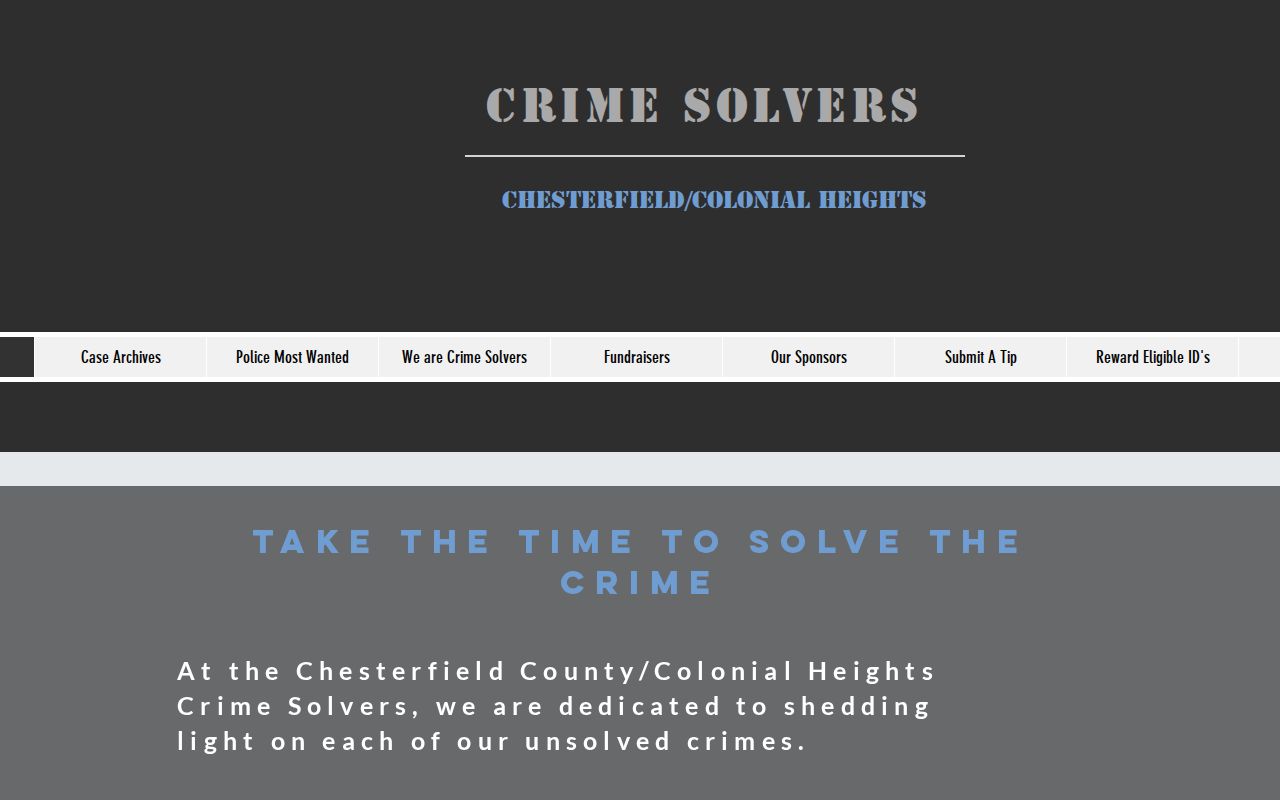 Chesterfield County most wanted warrant tip reference showing anonymous tip choices